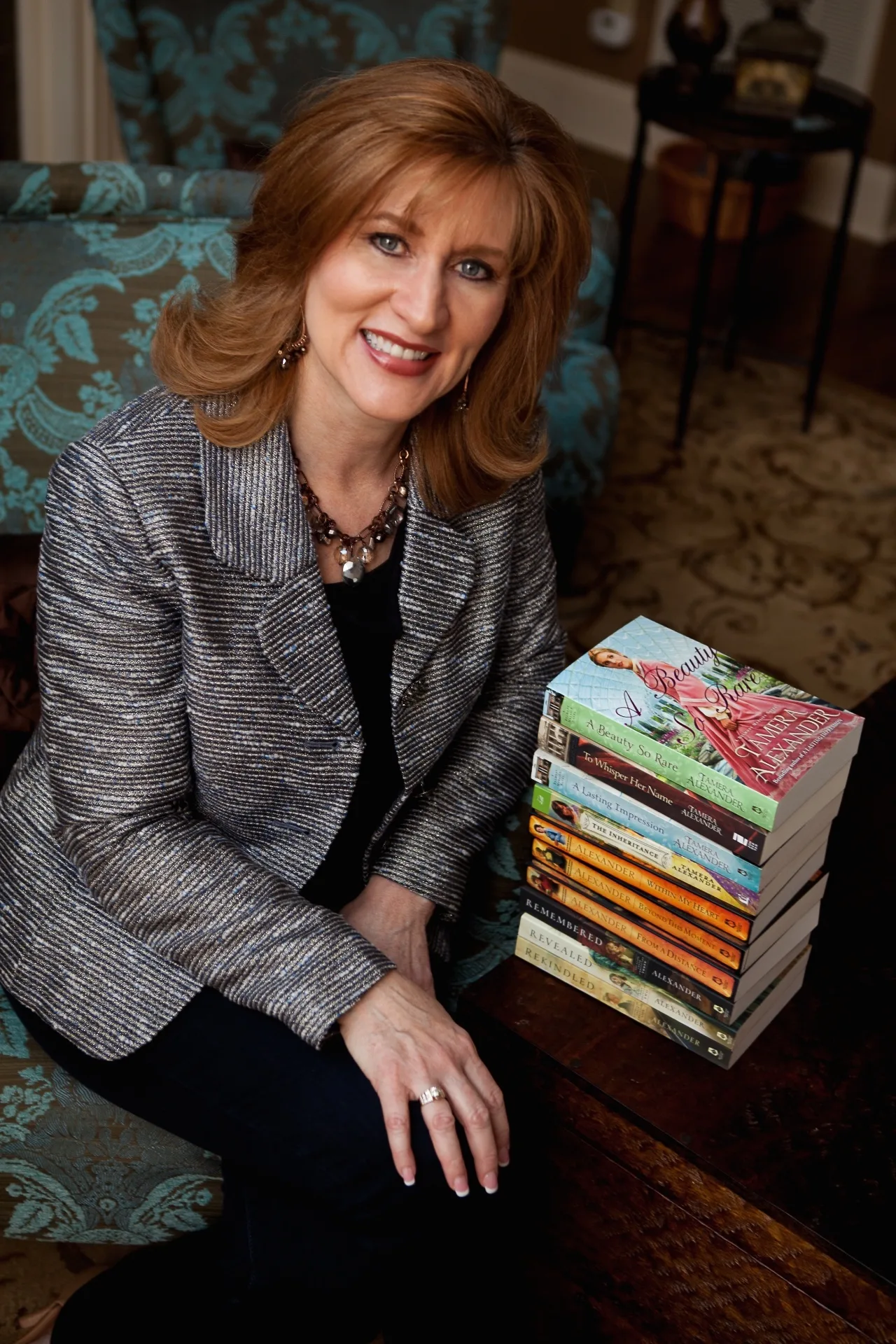Tamera Alexander with a selection of her novels