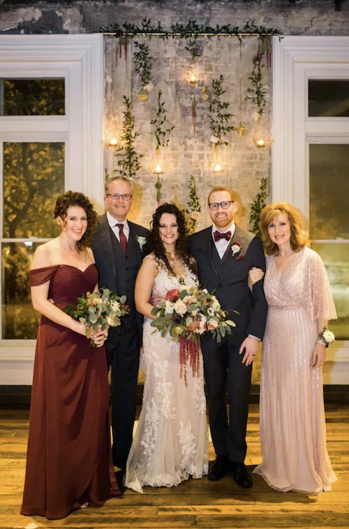 Tamera and family at her son's wedding, 2020.