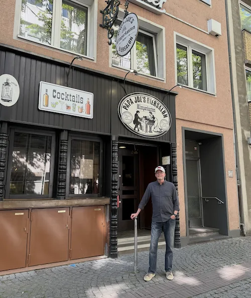 Tamera's husband Joe outside Papa Joe's Biersalon.