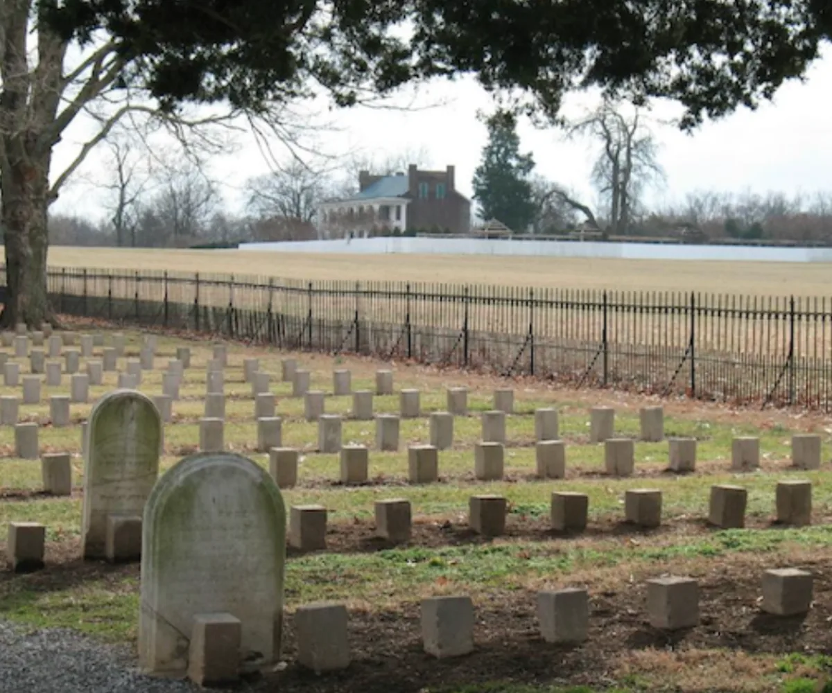 The Confederate cemetery at Carnton looking toward the house.