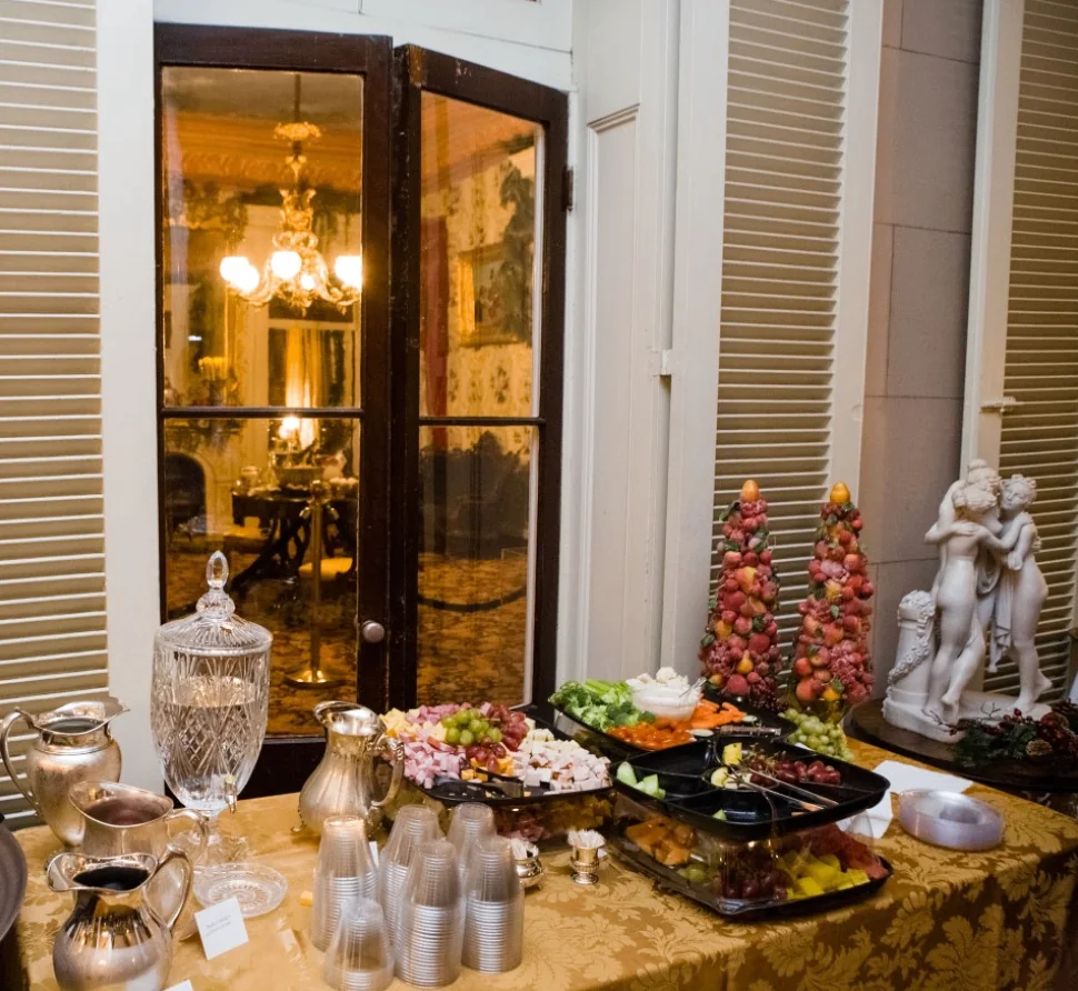 Food and refreshments prepared for guests at the Southern Mansion Reader Weekend