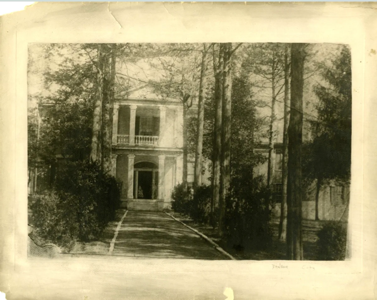 Carnton ca. 1866, front of the house with the serpentine brick walkway