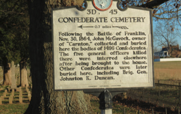 Confederate Cemetery Historical Marker at Carnton