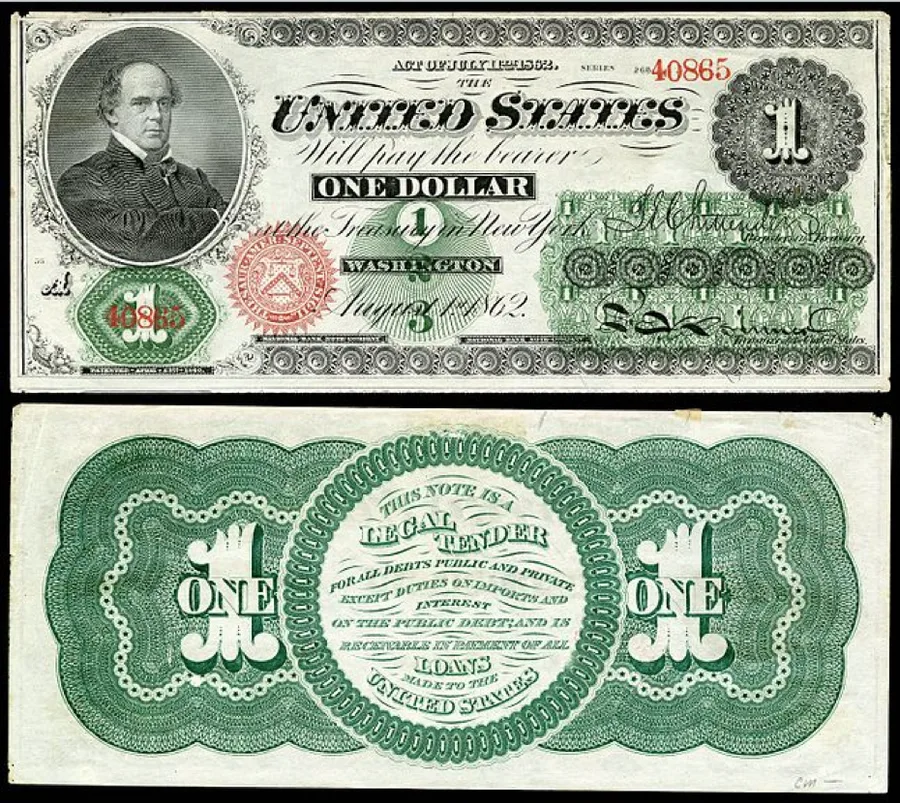 One dollar Greenback first issued in 1862