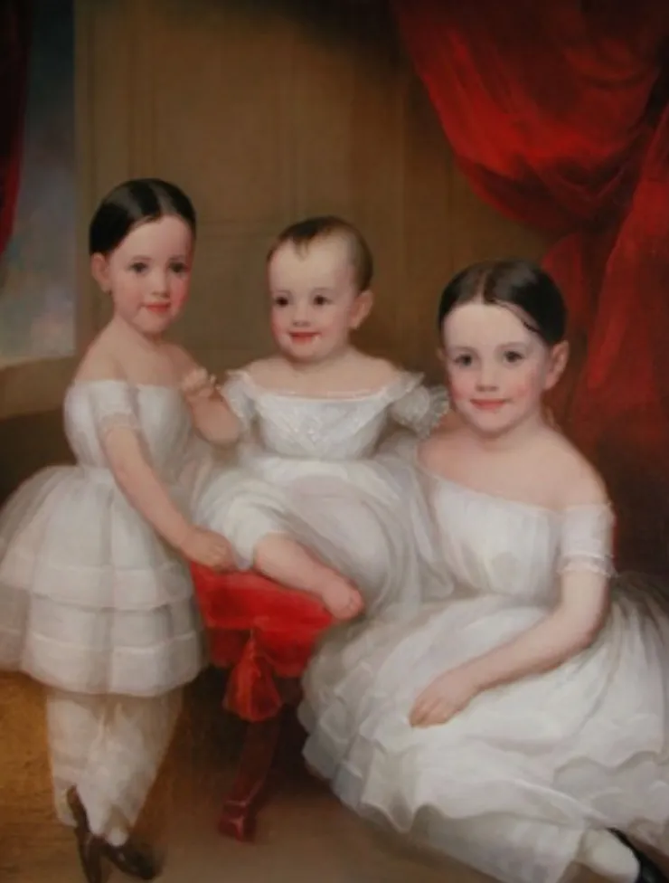 Franklin Girls portrait by Washington B. Cooper featuring three young girls in white dresses.