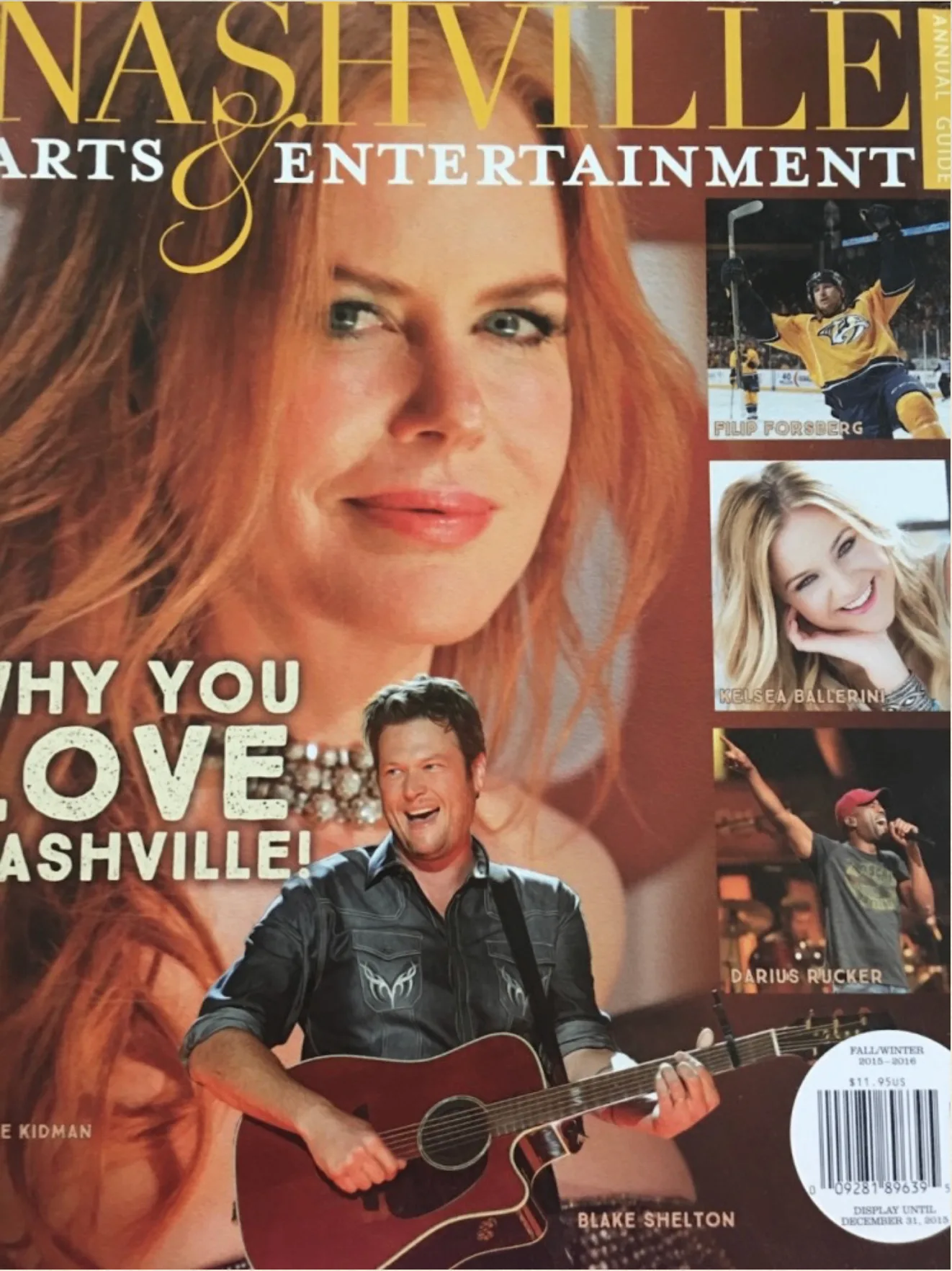 Nashville Arts & Entertainment magazine cover, Fall/Winter 2015–2016