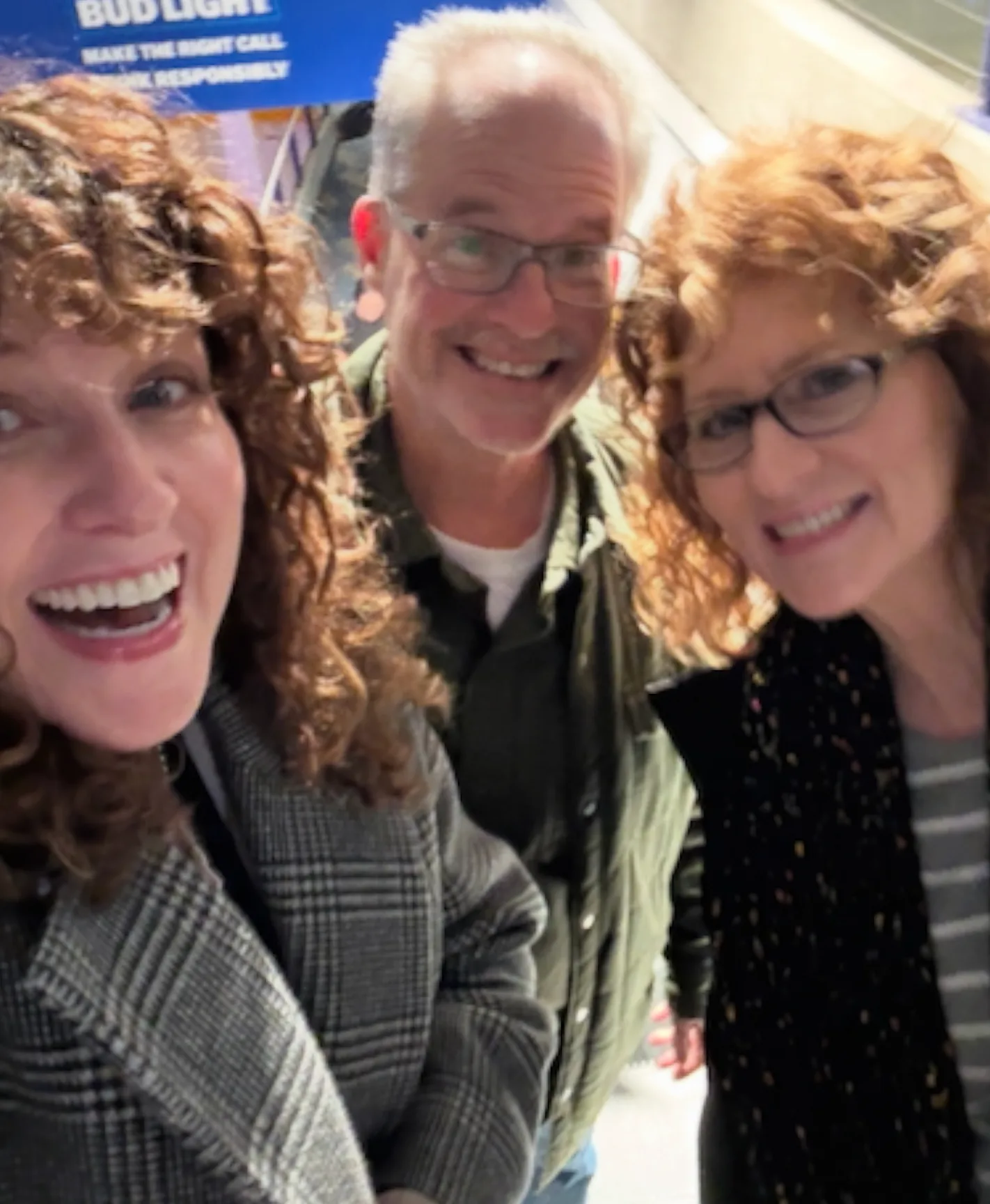 Tamera with her husband Joe and daughter at Bridgestone Arena to see comedian Nate Bargatze, December 2025.