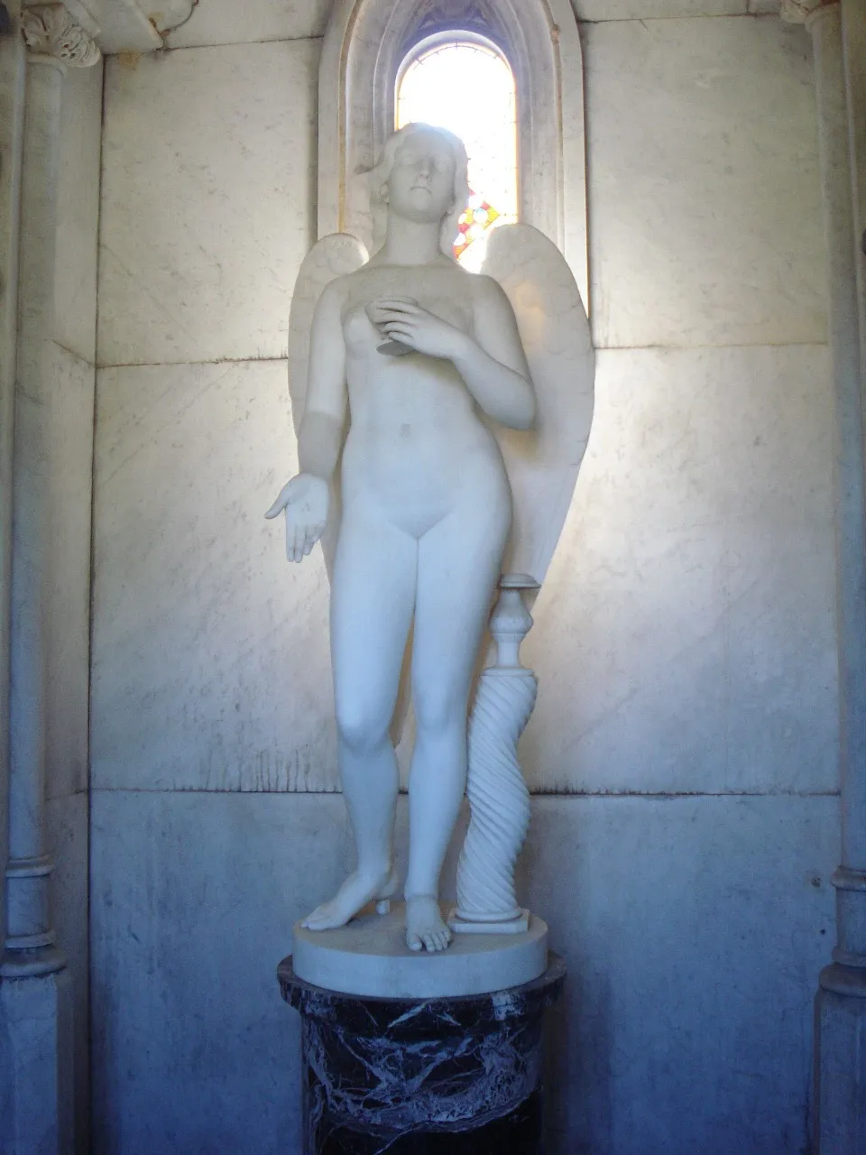 The Peri statue by Joseph Mosier, now housed in the Acklen family mausoleum at Mount Olivet Cemetery.