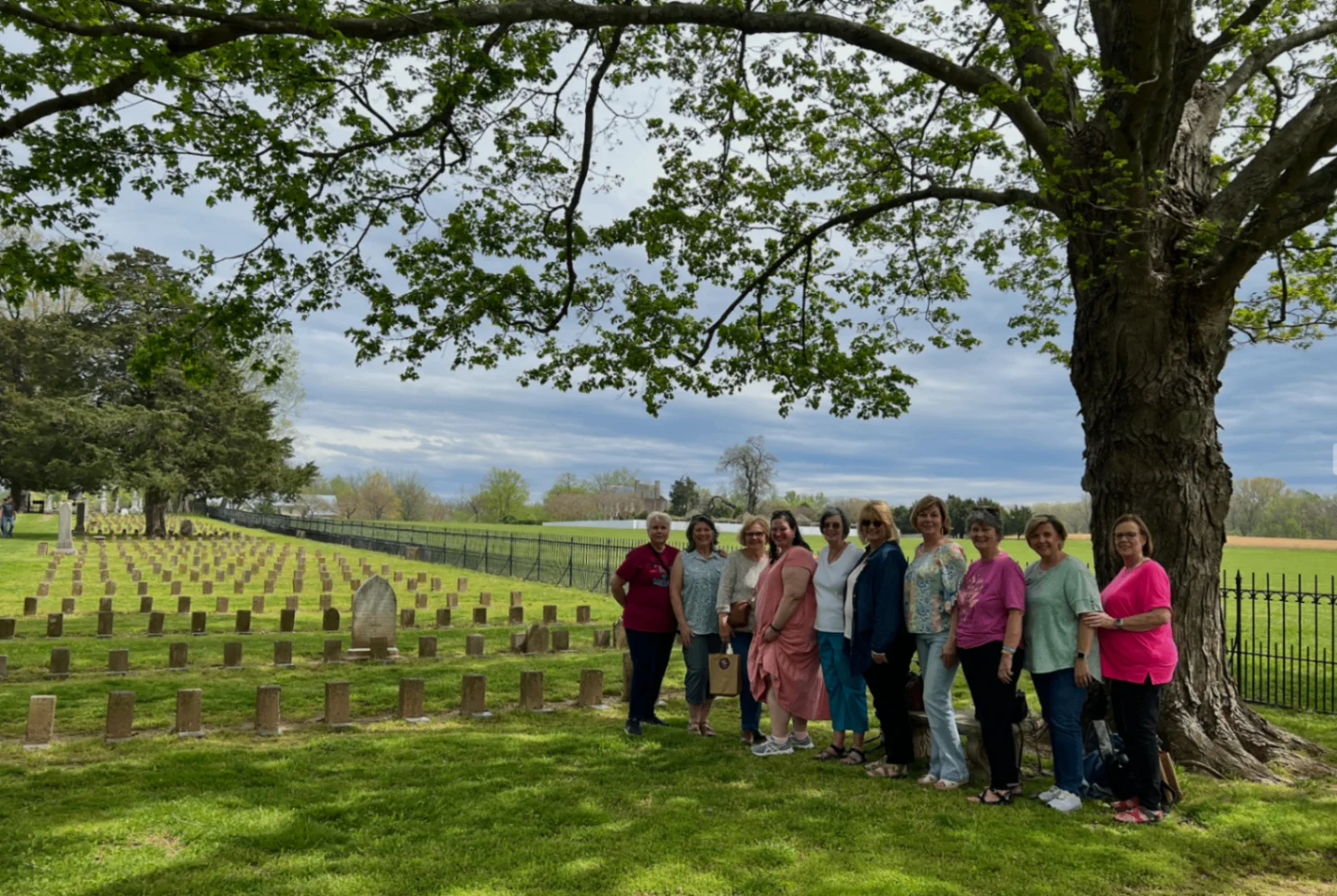 A book club group visiting Carnton Cemetery.
