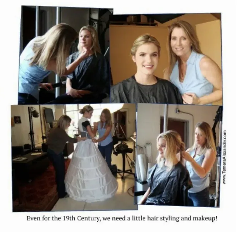 Hair and makeup preparation before the A Beauty So Rare cover photo shoot